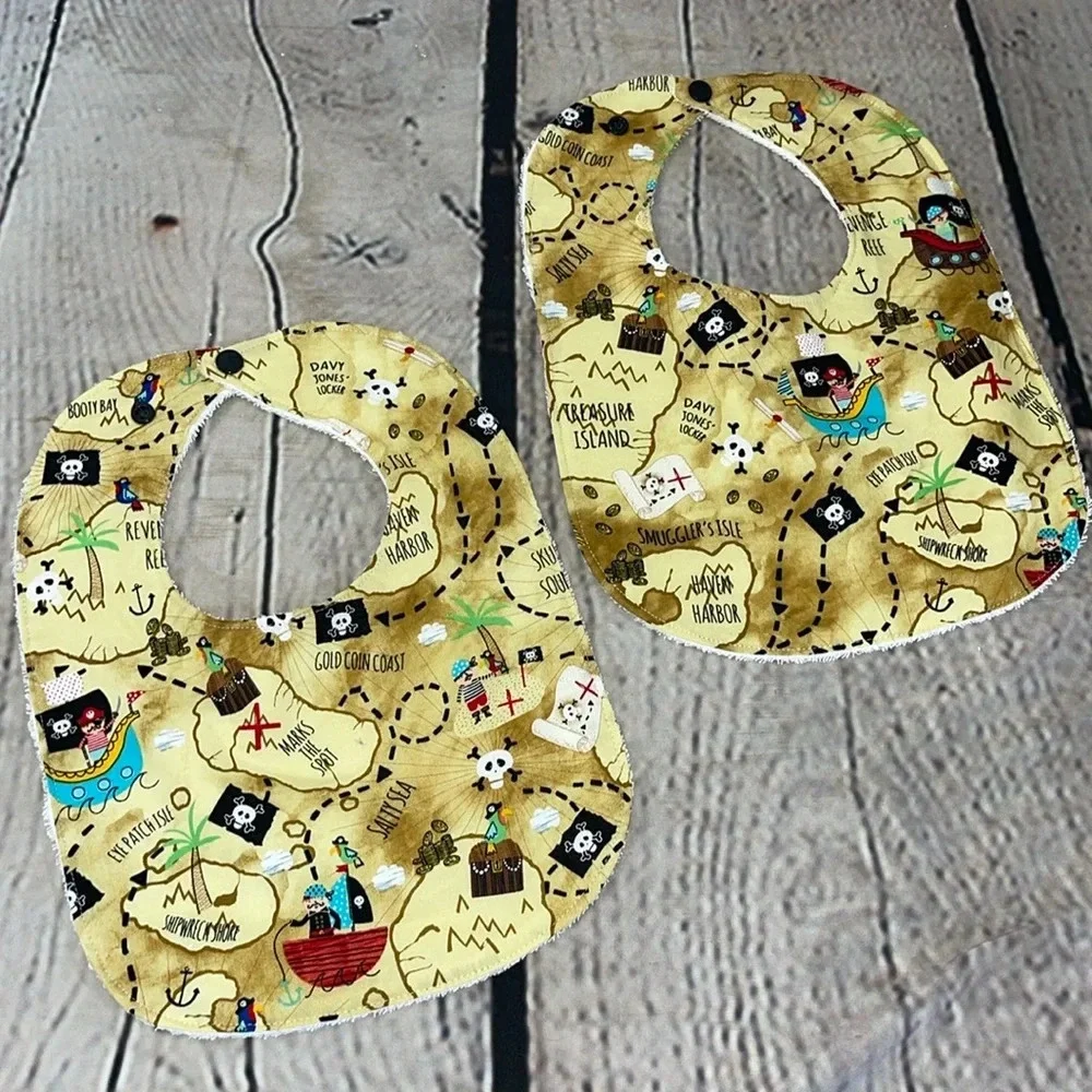 Designer handcrafted pirate theme bib